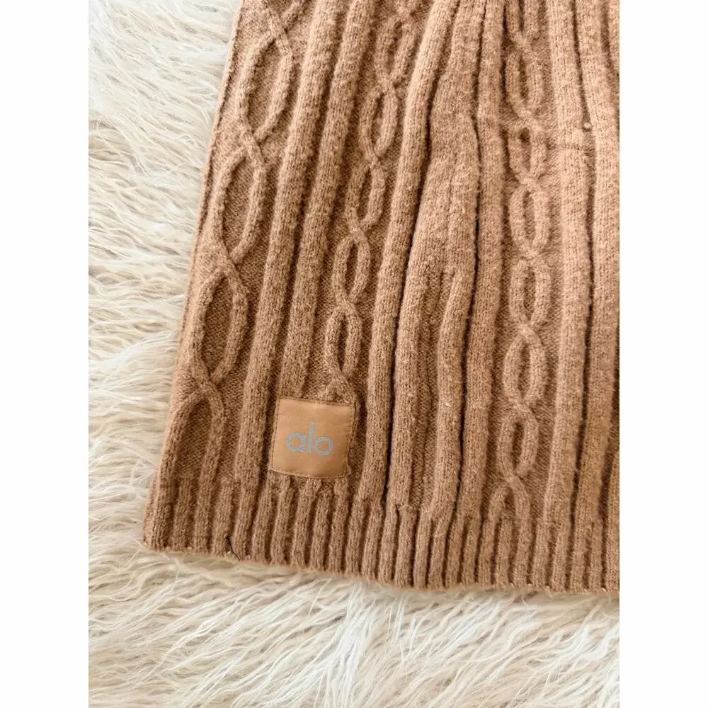 Alo Yoga Winter Bliss Cableknit Cable Knit Sweater Skirt Toasted Almond